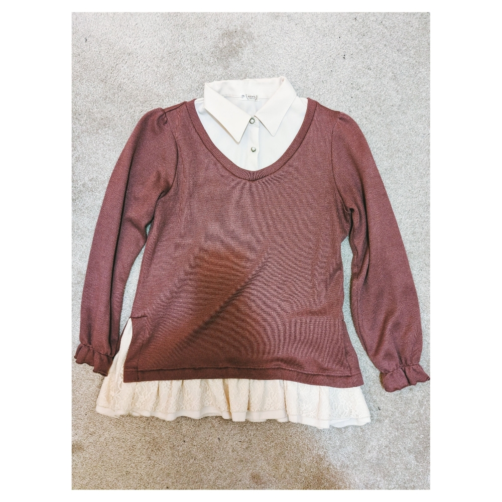 Multi texture knit blouse